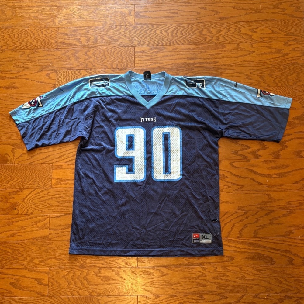 Nike Team Tennessee Titans Jevon Kearse 90 Jersey Mens XL Navy Blue Vintage NFL
